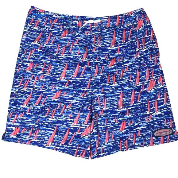 NWT Vineyard Vines Boys Printed Chappy Swim Trunks Classic Fit Shorts Sz XL/18 - Picture 1 of 9